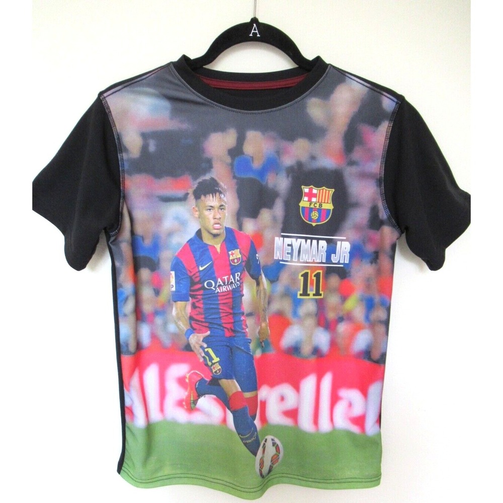 Boy's Official FCB Neymar JR Size Large Short Sleeve Futbol Soccer T-Shirt